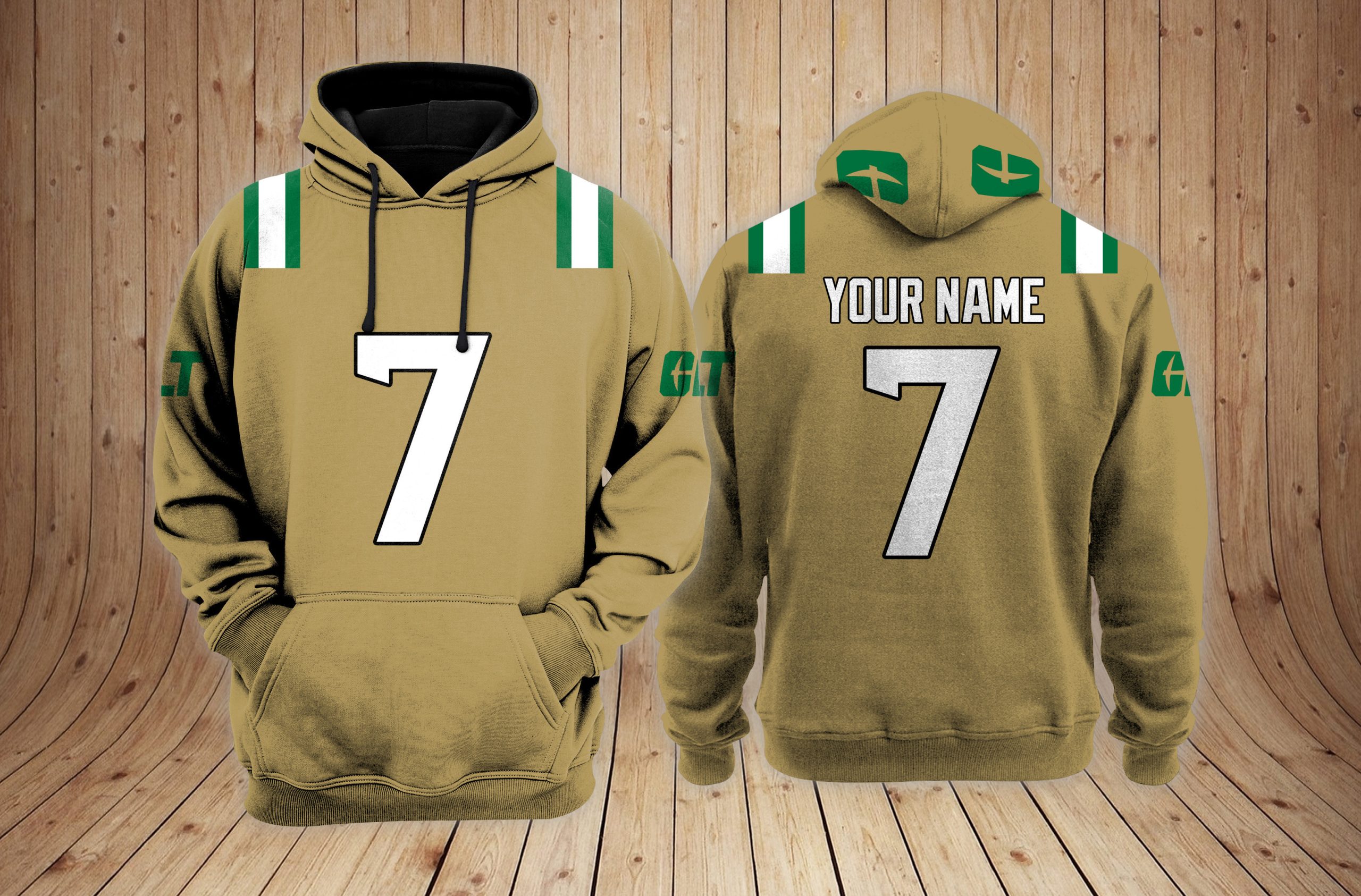 Charlotte 49ers Football NCAA Custom 3D Hoodie GoldPT24021