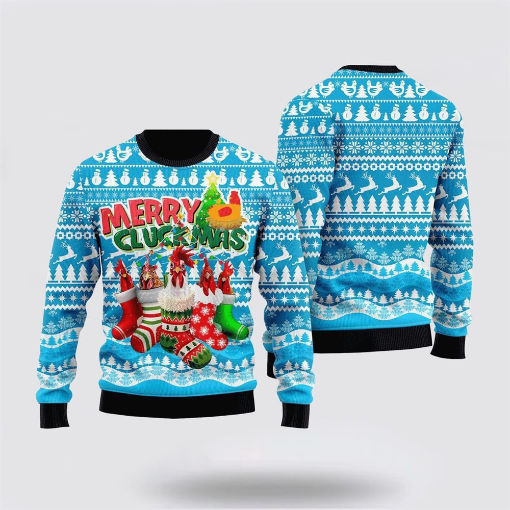 Chicken Merry Cluckmas Ugly Christmas Sweater