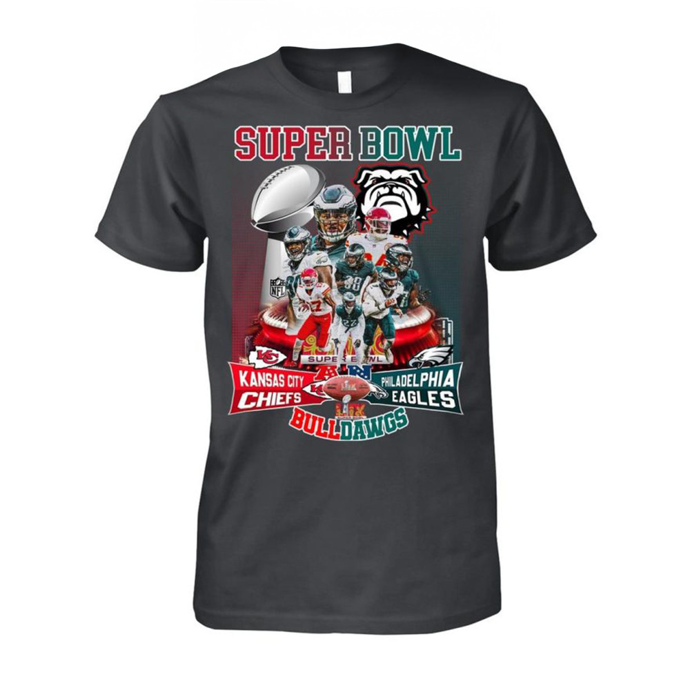 Chiefs And Eagles Super Bowl Bulldawgs 2025 NFL Shirt Gifts For Fans