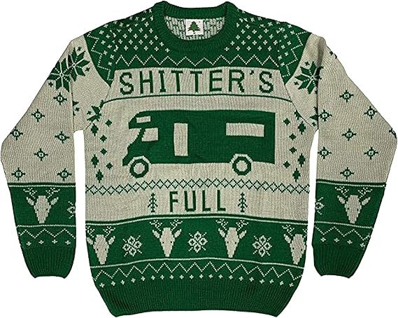 Christmas Vacation Shitters Full Ugly Christmas Sweater Green