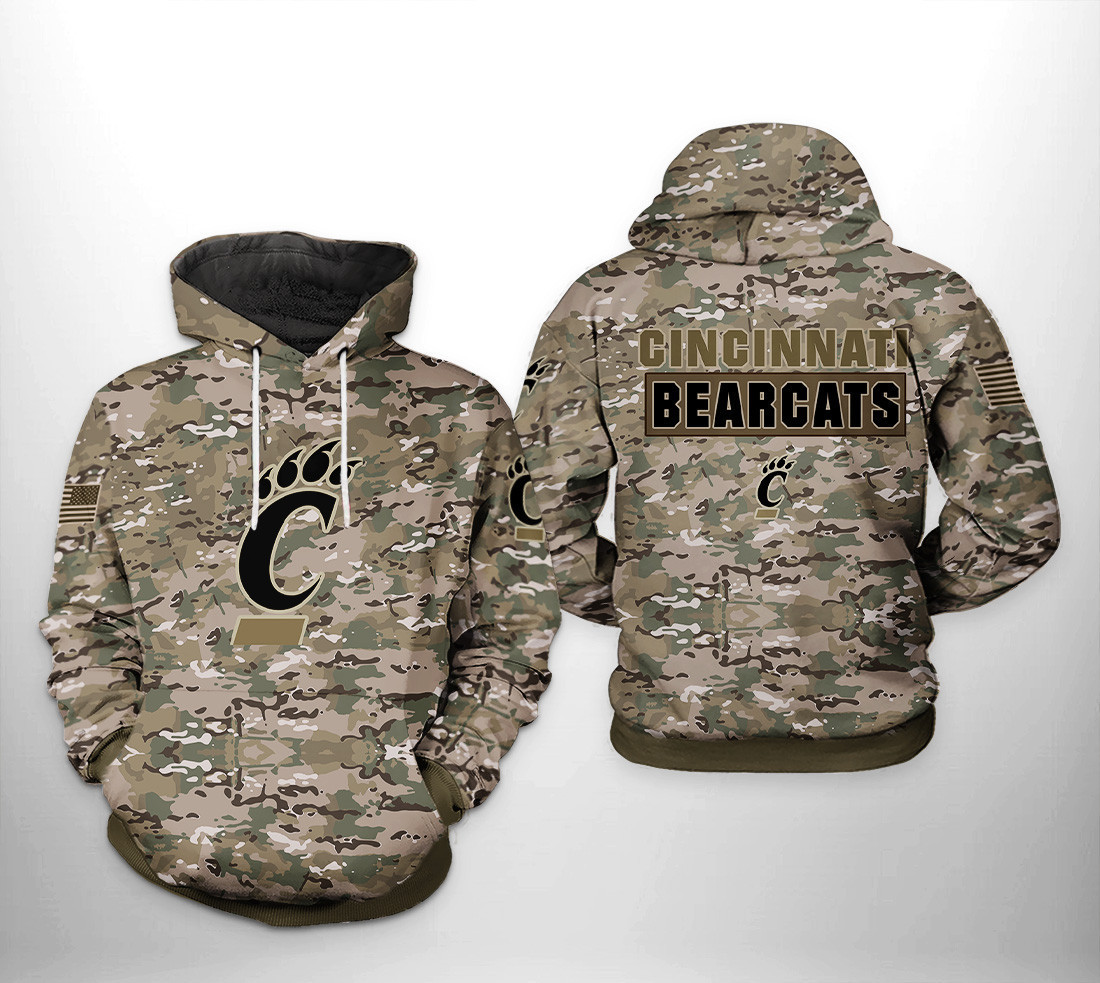 Cincinnati Bearcats NCAA Camo Veteran Hoodie Zip Hoodie