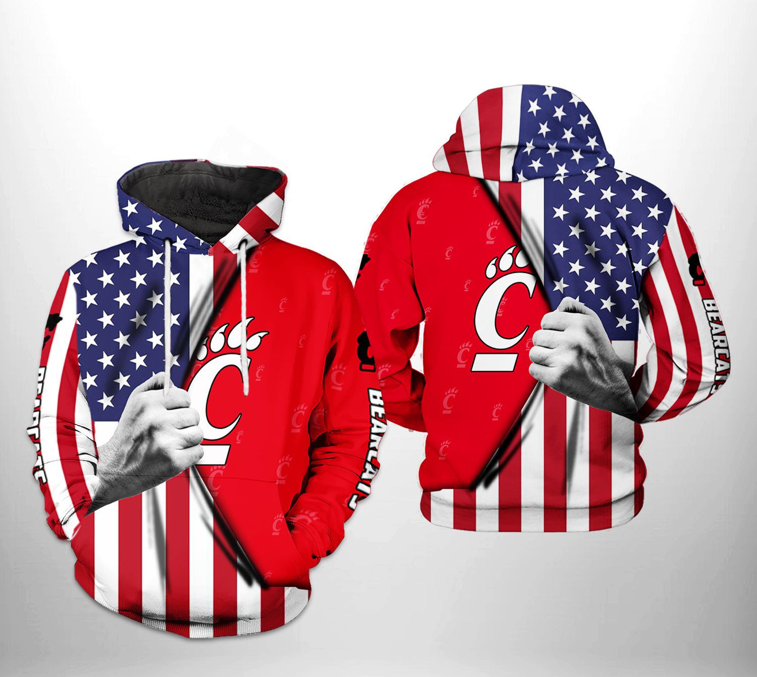 Cincinnati Bearcats NCAA US FLag Hoodie Zip Hoodie Version 2560