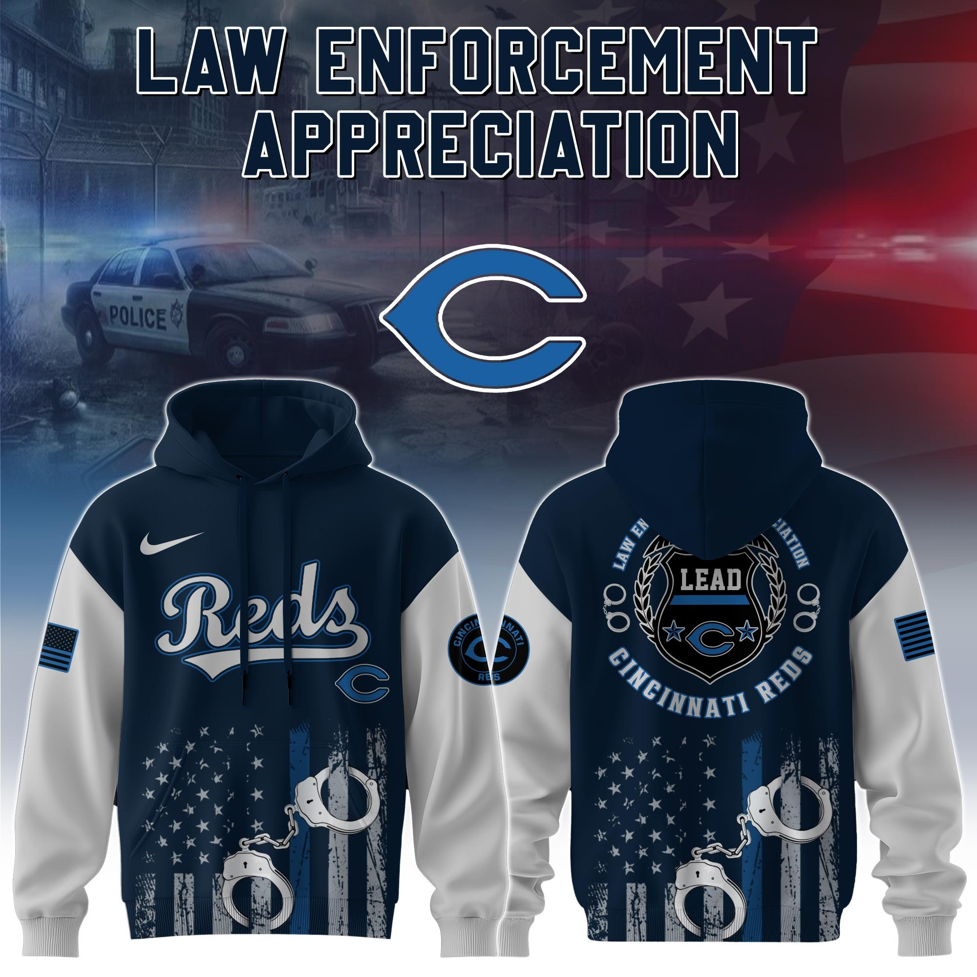 Cincinnati Reds MLB x Law Enforcement Appreciation Day Hoodie Unique Gifts For Baseball Fans