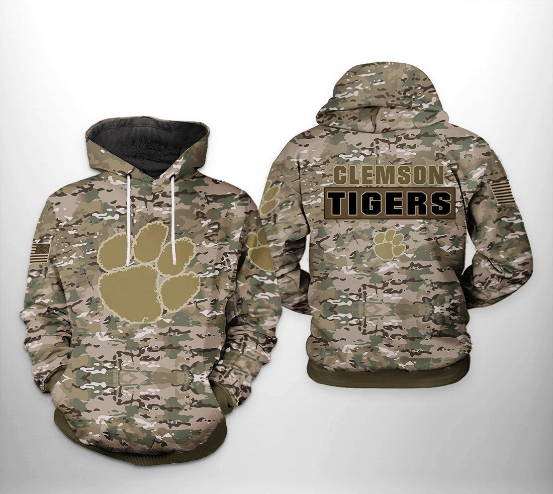 Clemson Tigers NCAA Camo Veteran Hoodie Zip Hoodie