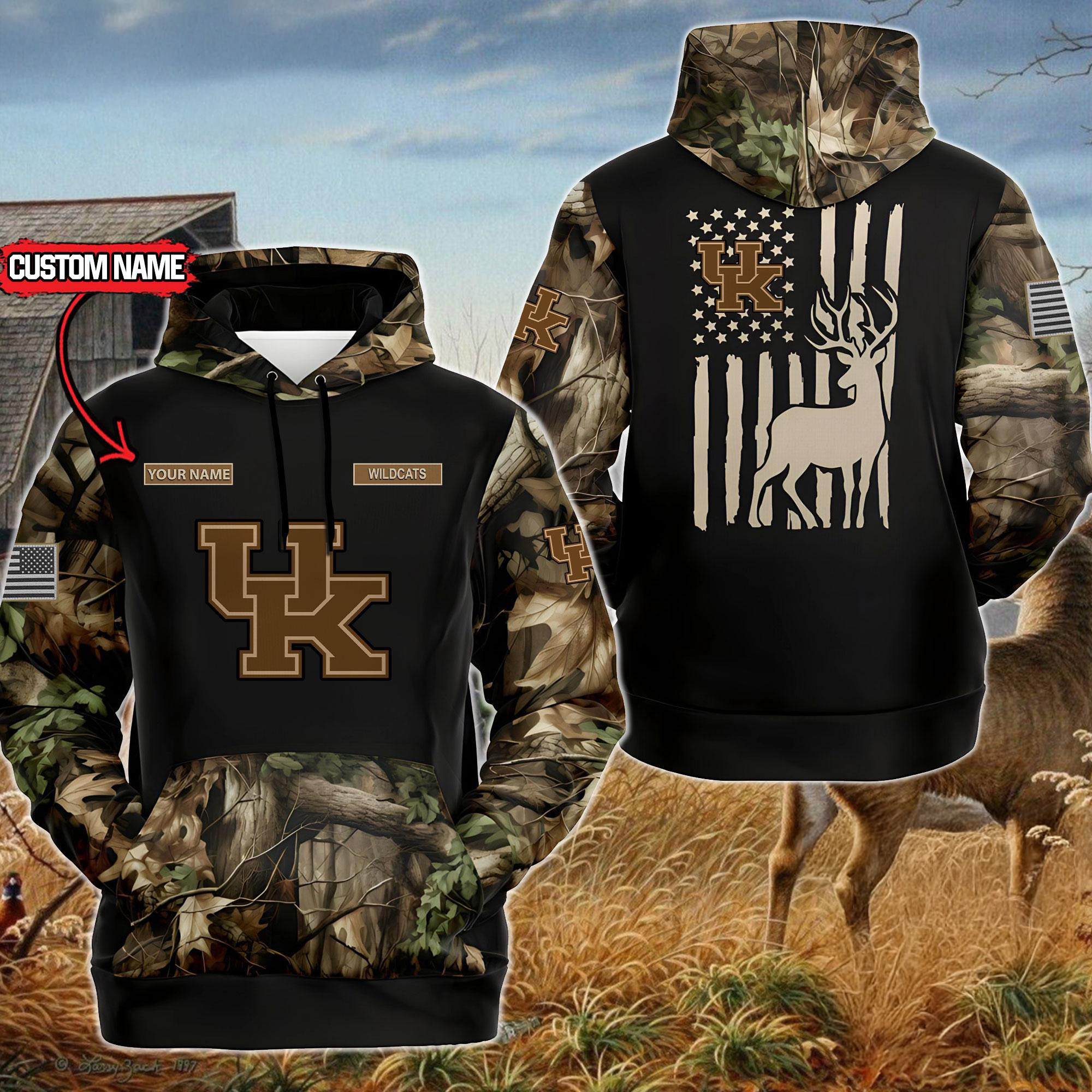 Custom NCAA Kentucky Wildcats Sporty Camo Hunting Style Hoodie Best Gift For A Basketball Fan