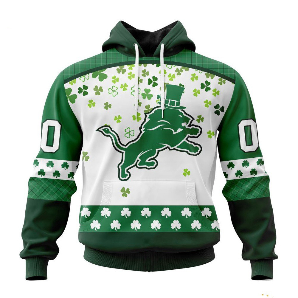 Custom NFL Detroit Lions St Patricks Day 3D Hoodie Football Fan Gift Ideas
