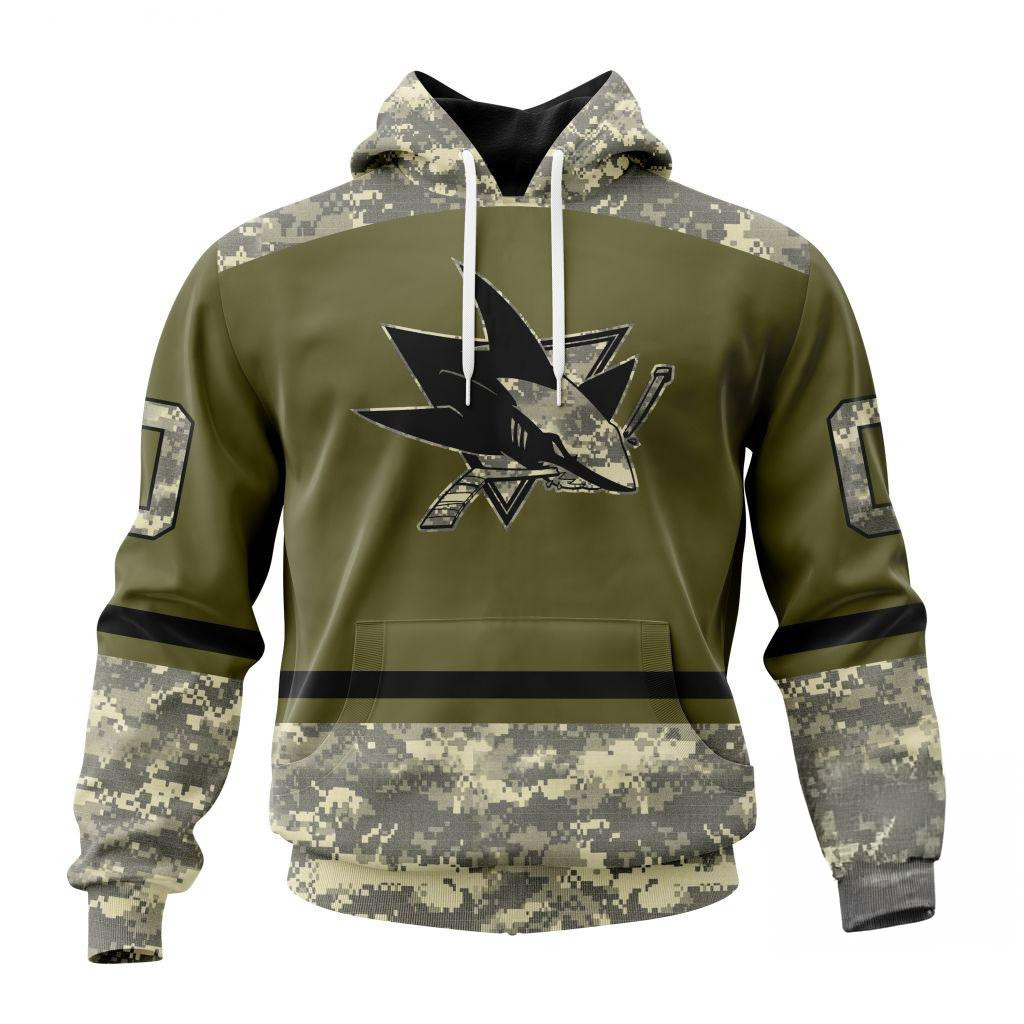 Custom NHL San Jose Sharks Special Veterans Military Appreciation Hoodie Gifts For Brother