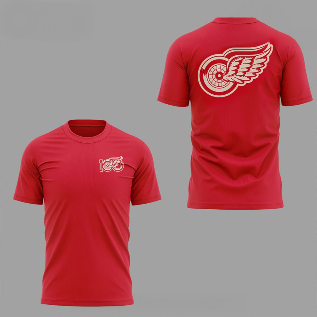 Detroit Red Wings 100th NHL Season New Logo T-Shirt Detroit Red Wings Merch Fans Gifts