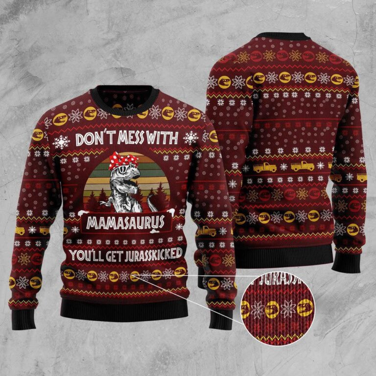 Dinosaur Mom Ugly Christmas Sweater