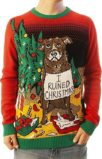 Dog Shaming I ruined Christmas Ugly Christmas Sweater