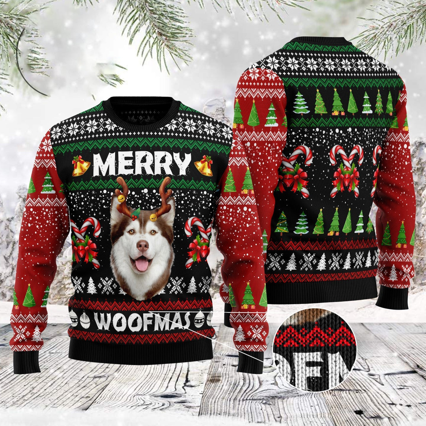Dogs Merry Woofmas Husky Christmas Sweater