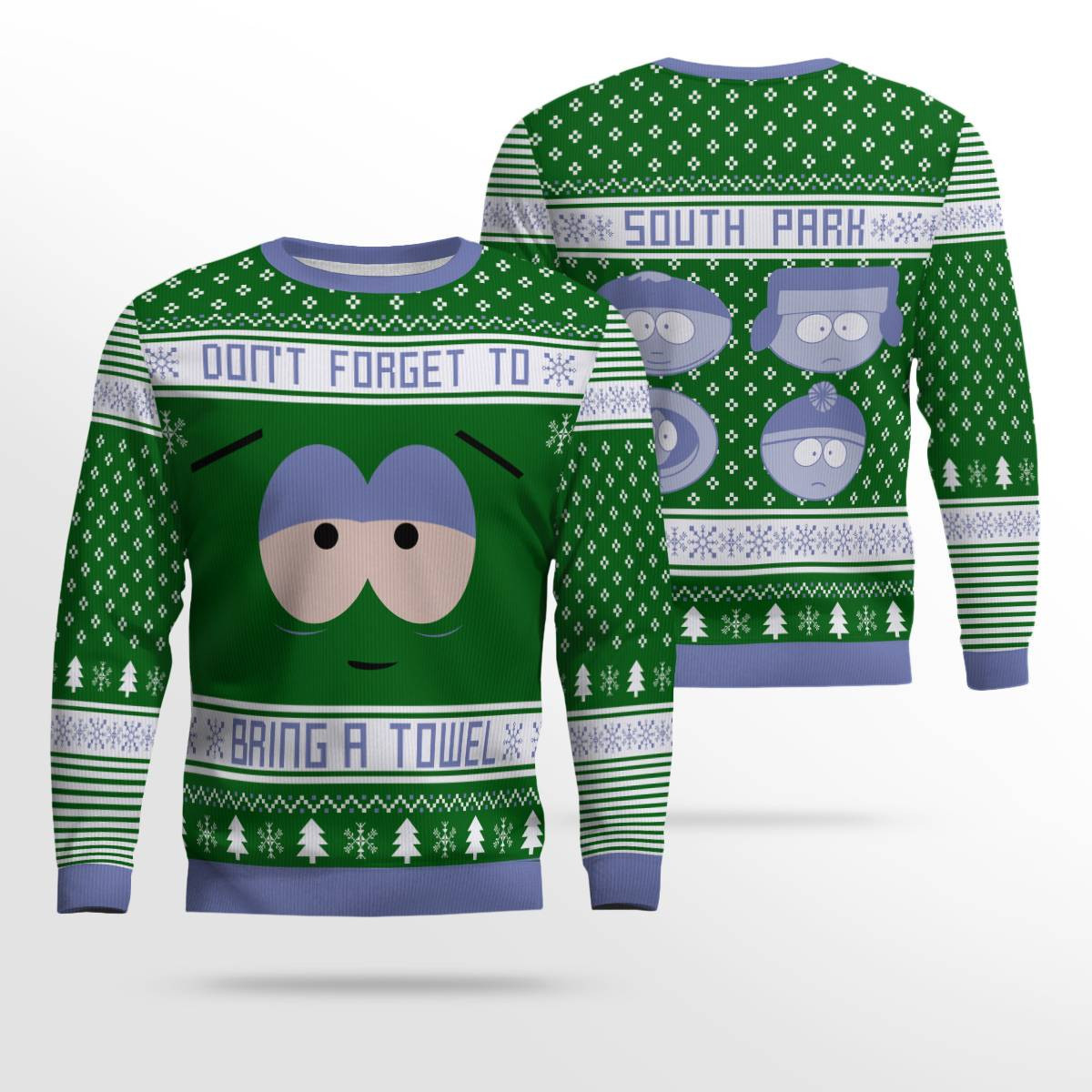 Dont Forget To Bring a Towel Ugly Christmas Sweater Green