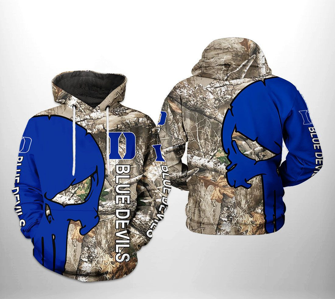 Duke Blue Devils NCAA Camo Veteran Hunting Hoodie Zip Hoodie