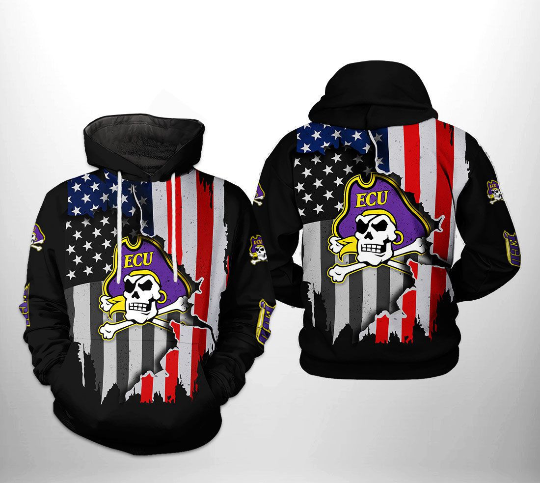 East Carolina Pirates NCAA US Flag Hoodie Zip Hoodie Version 1686