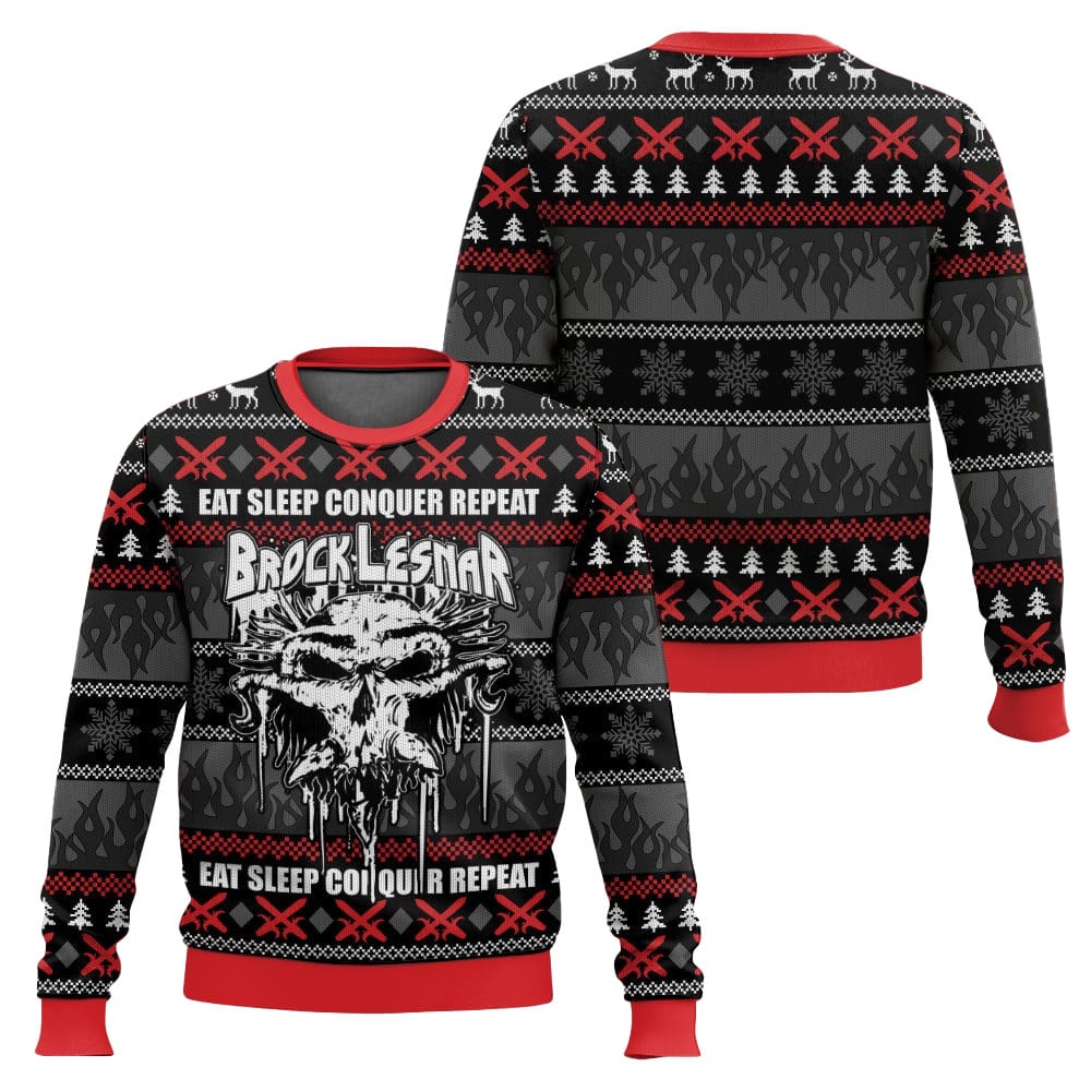 Eat Sleep Conquer Repeat Brock Lesnar Ugly Sweater