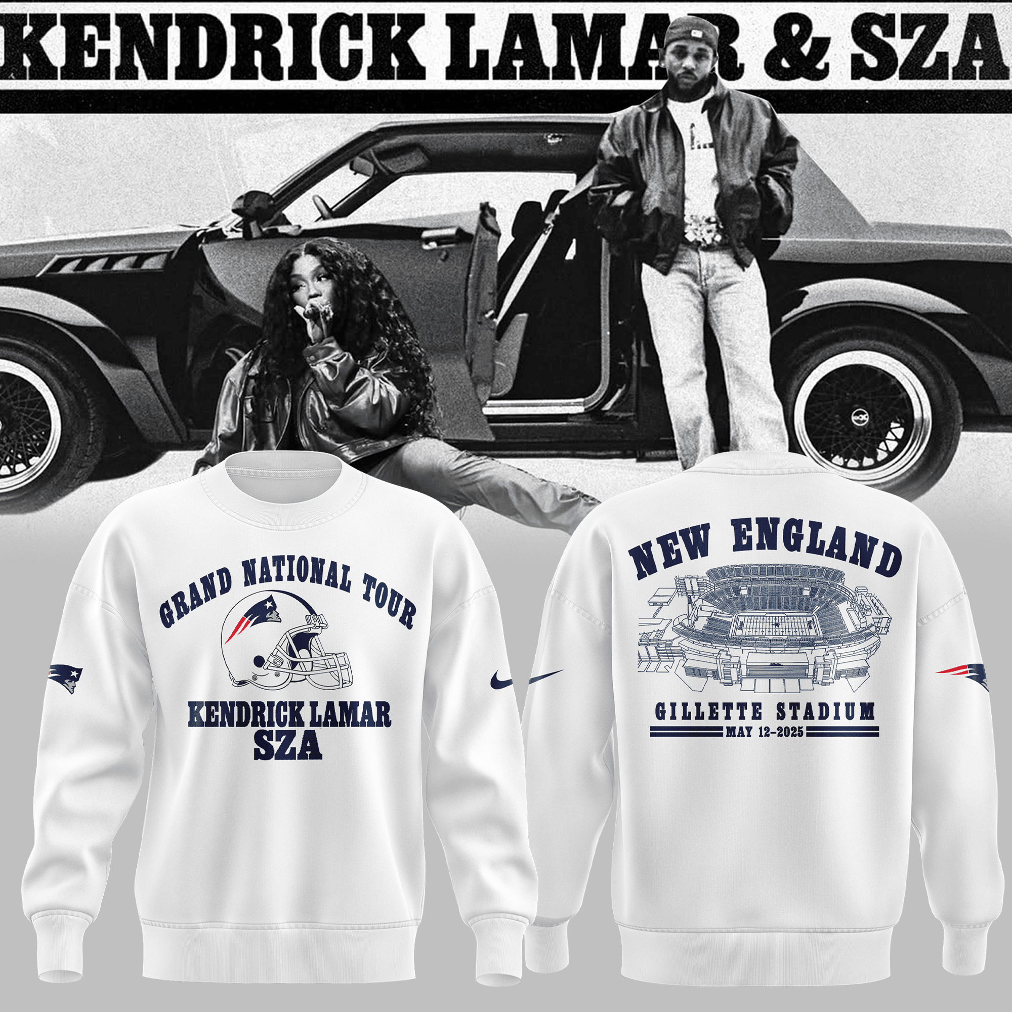 Edition Grand National Tour X New England Patriots White Sweat 2025 Gifts For Football Fans