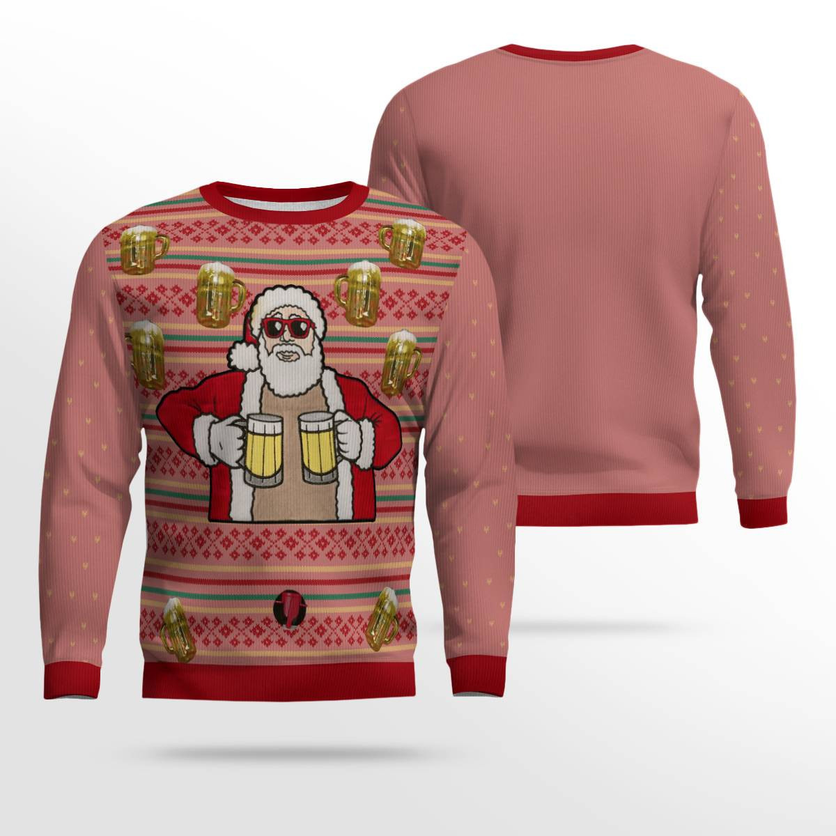 Fill Me Up Santa Beverage Dispenser Ugly Chirstmas Sweater Mocha Mousse