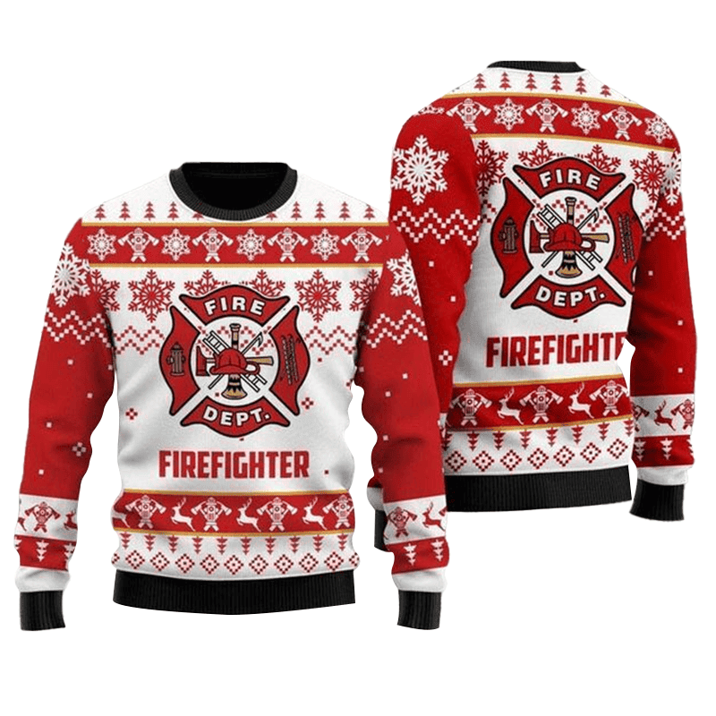 Fire Dept Firefighter Ugly Christmas Sweater