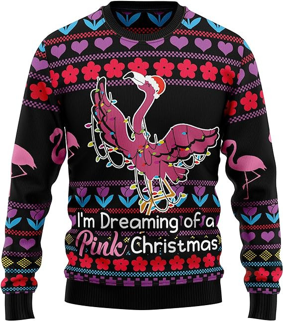Flamingo Im Dreaming of a Pink Christmas Ugly Christmas Sweater