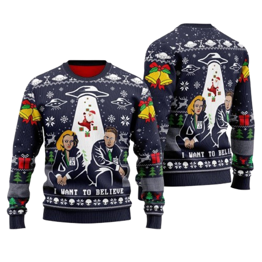 Fox Mulder Dana Scully The X Files I Want To Believe Ugly Christmas Sweater
