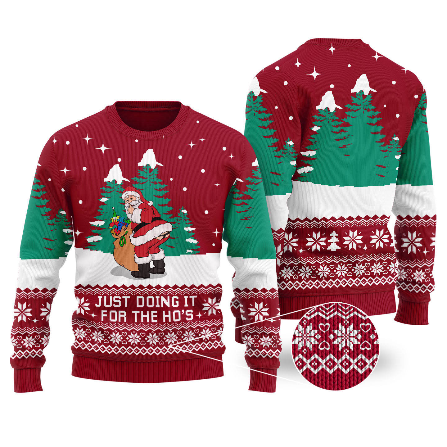 Funny Santa Butt Just Doing It For The Hos Ugly Christmas Sweater