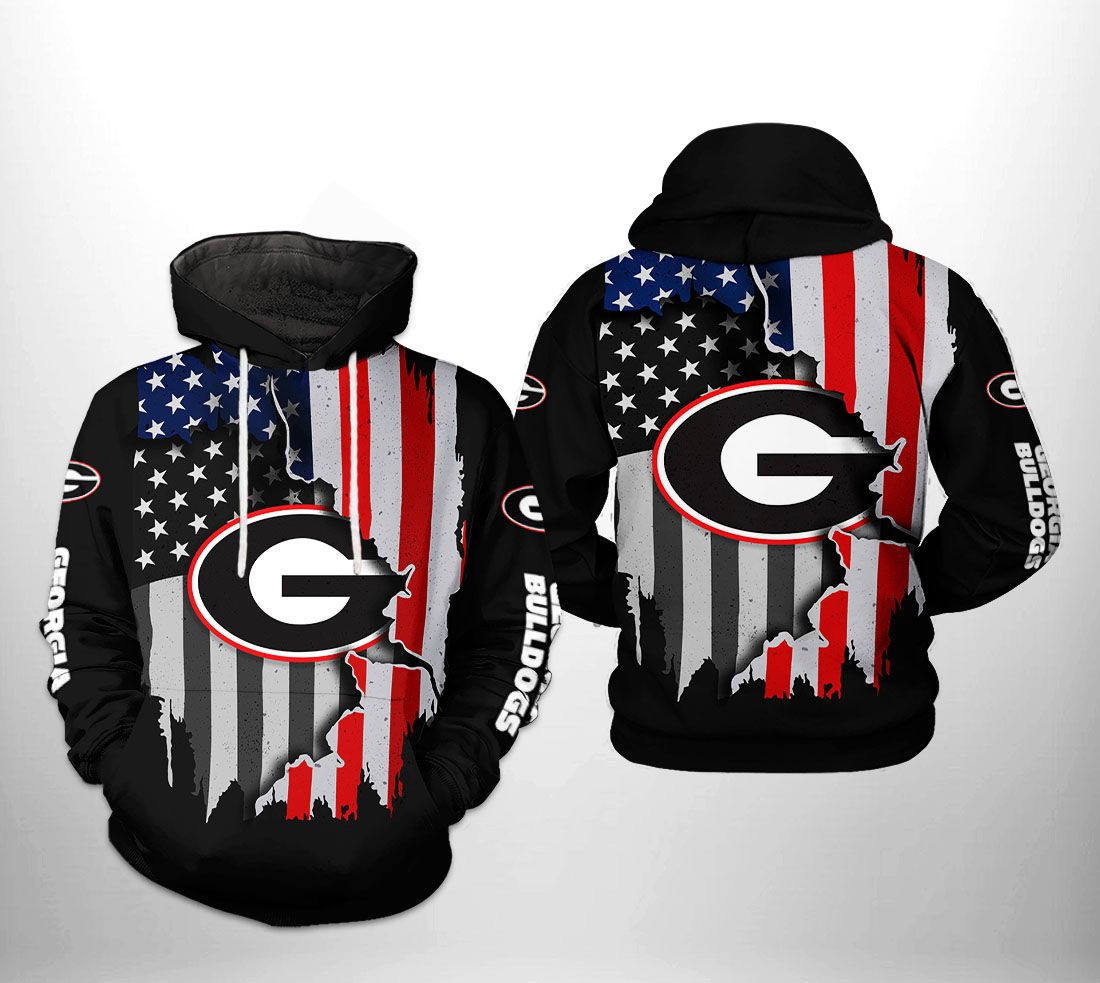 Georgia Bulldogs NCAA US Flag Hoodie Zip Hoodie Version 2394