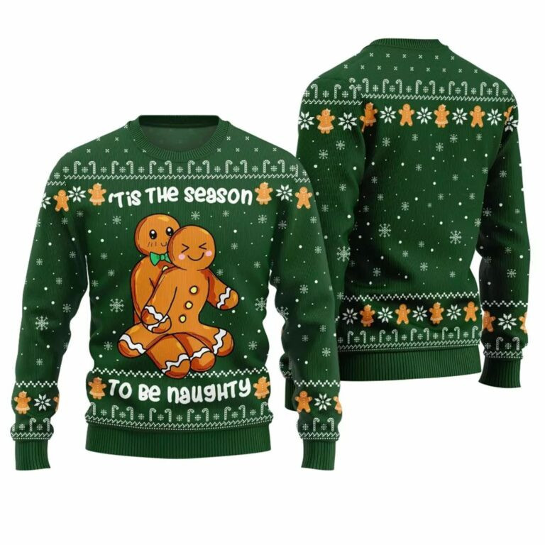 Gingerbread Tis The Season To Be Naughty Christmas Sweater