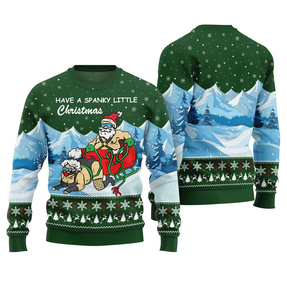 Have A Spanky Little Christmas Ugly Christmas Sweater Green