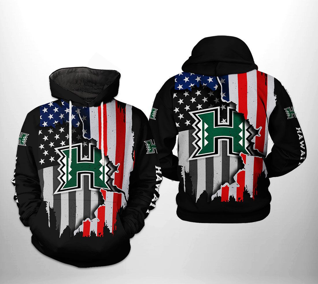 Hawaii Rainbow Warriors NCAA US Flag Hoodie Zip Hoodie Version 1376