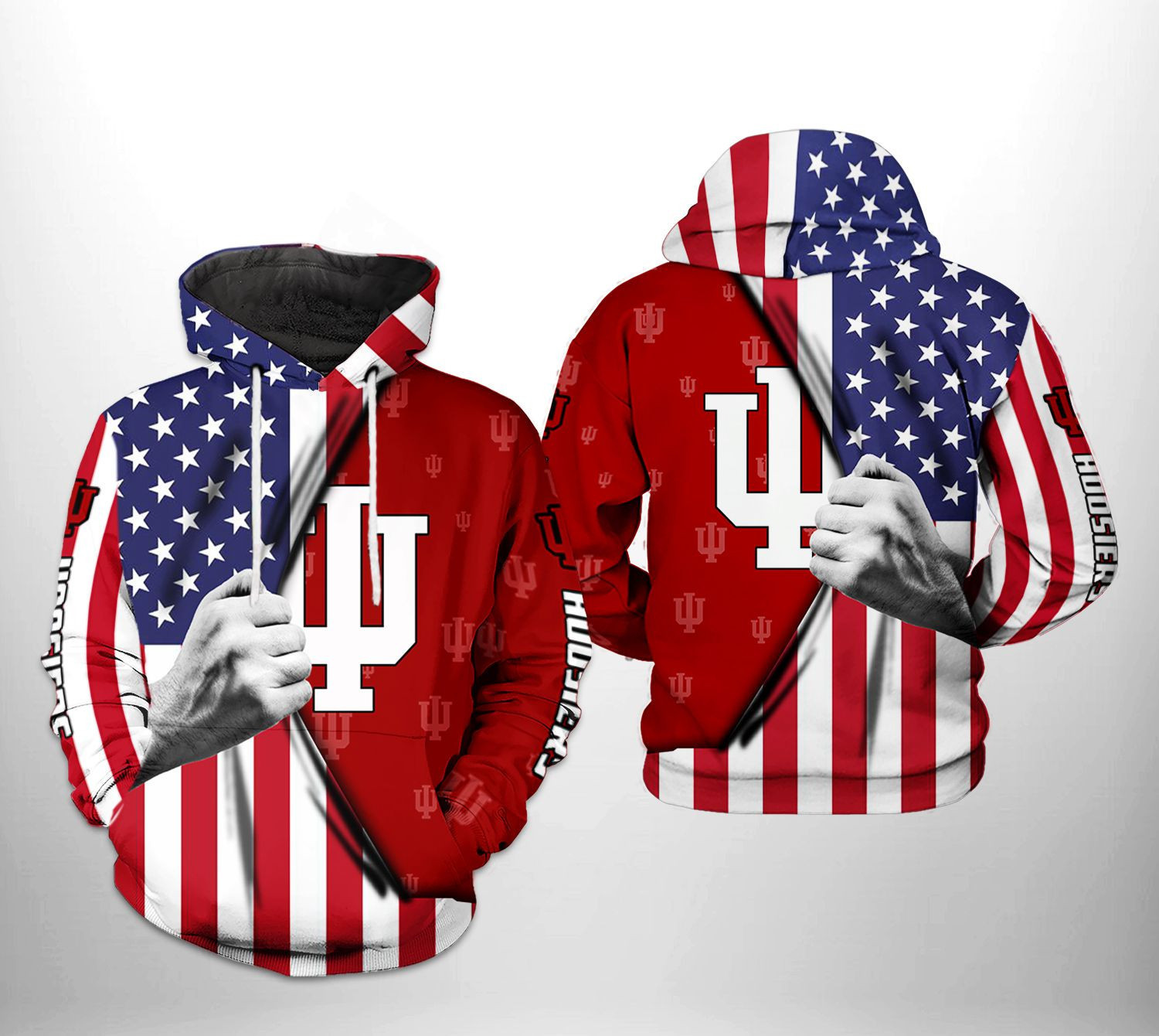 Indiana Hoosiers NCAA US Flag Hoodie Zip Hoodie Version 1662