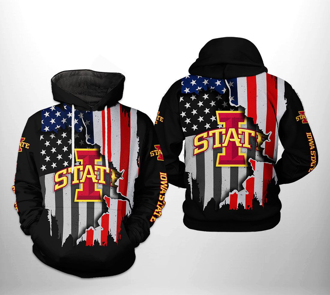 Iowa State Cyclones NCAA US Flag Hoodie Zip Hoodie Version 1830