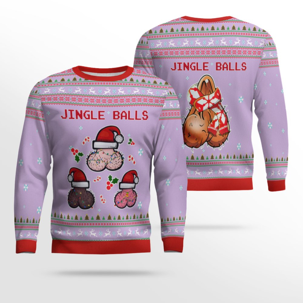 Jingle Balls Funny Ugly Christmas Sweater Dreamy Lavender