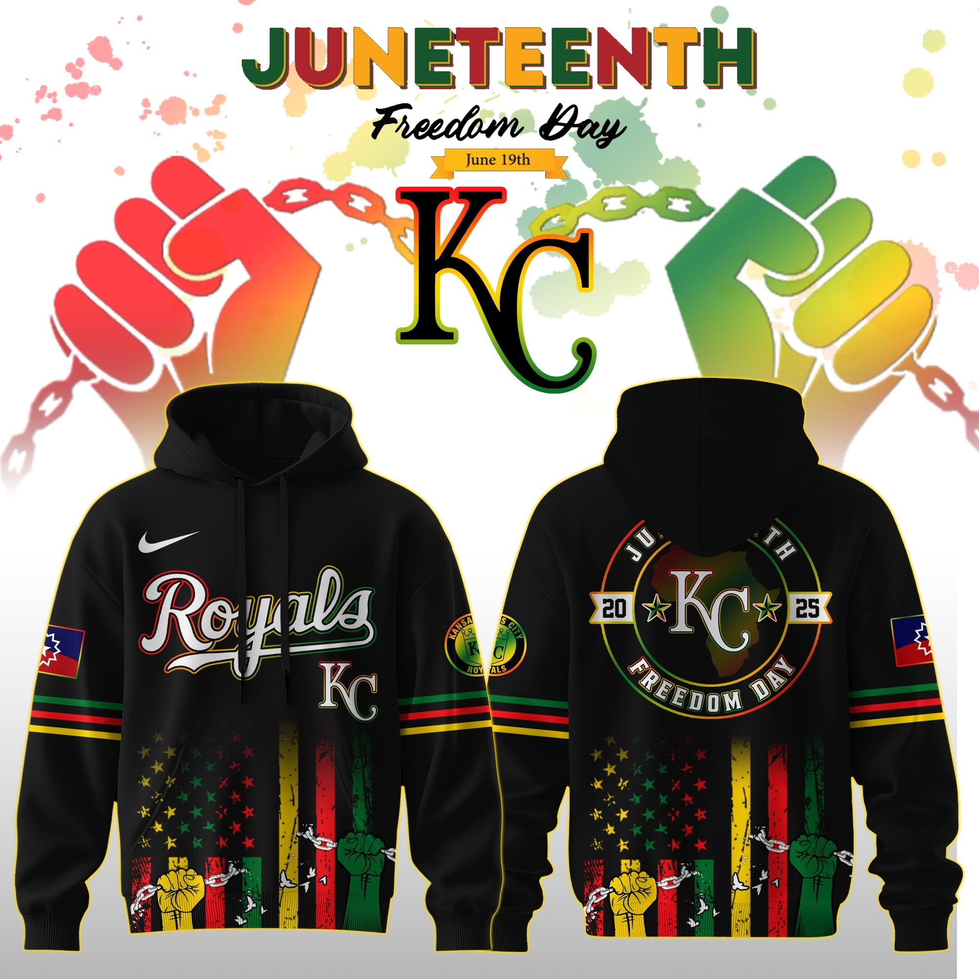 Kansas City Royals MLB X Juneteenth Day 2025 Hoodie Themed Baseball Fan Merch Best Gifts