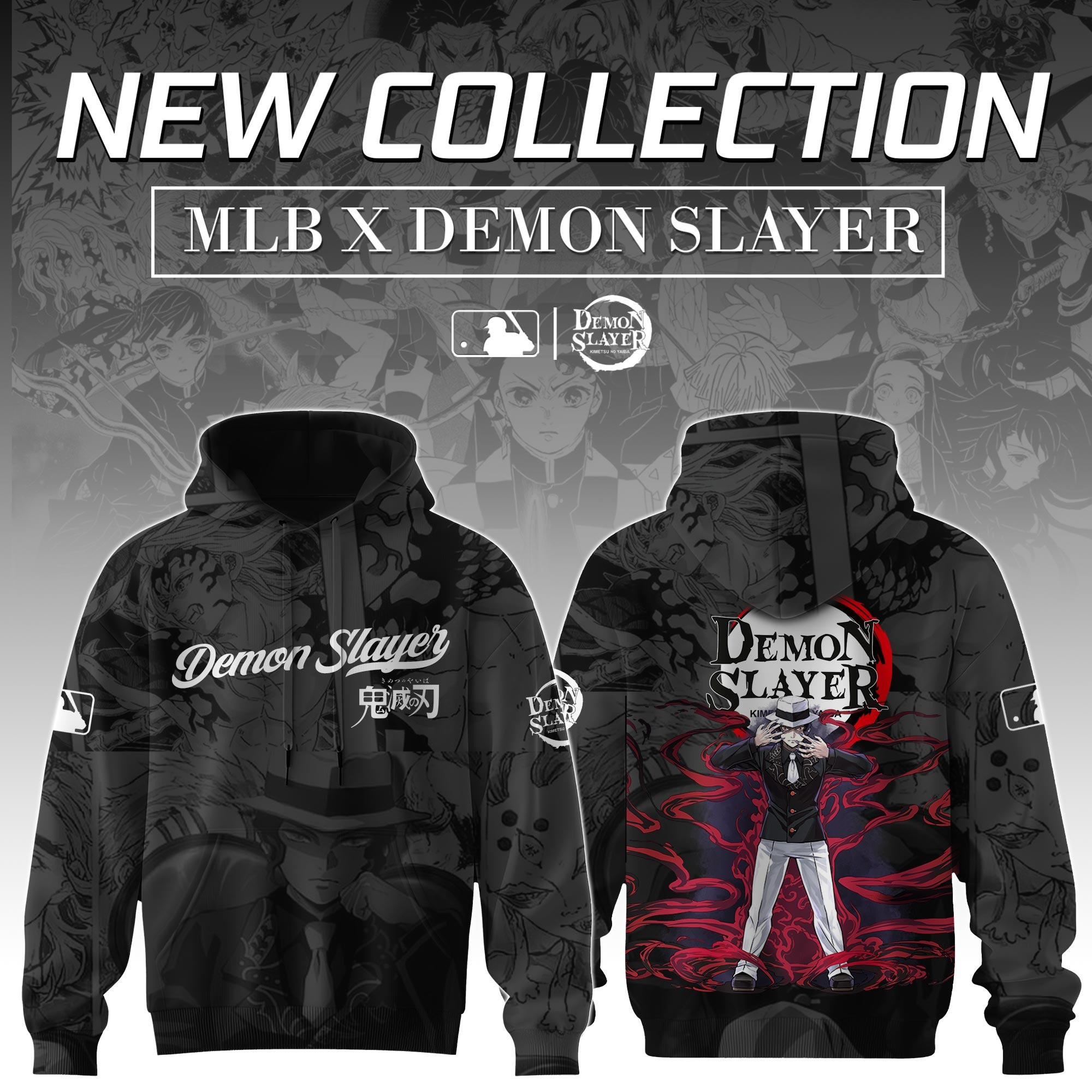 Kibutsuji Muzan Demon Slayer x MLB Baseball Hoodie Editions MLB Baseball Merch