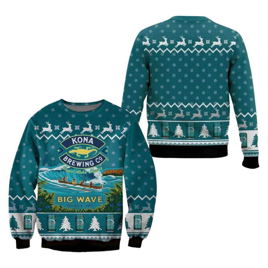 Kona Brewing Co Big Wave Golden Ale Ugly Christmas Sweater