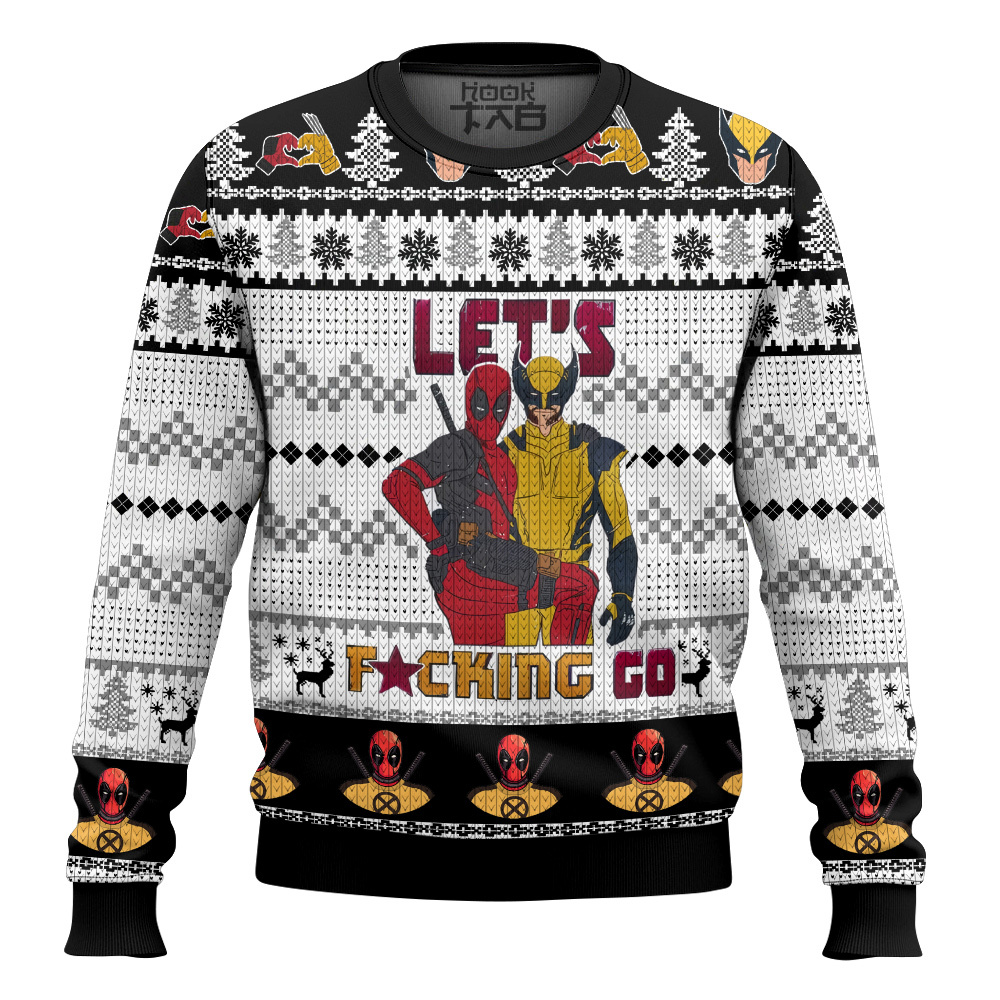 Lets Go Deadpool Wolverine Ugly Sweater