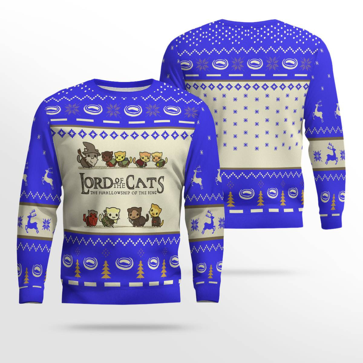 Lord Of Cats Ugly Christmas Ugly Christmas Sweater Funny Blue