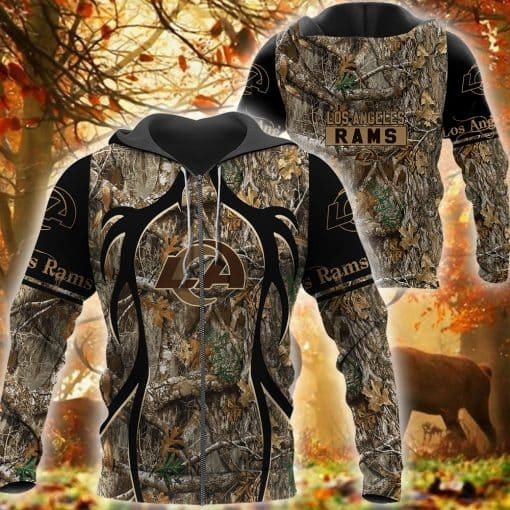 Los Angeles Rams Hunting Camo Football 3D printed Sweatshirt Hoodie Zipped Hoodie