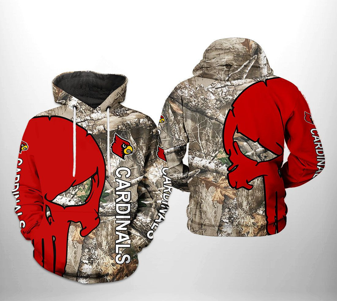 Louisville Cardinals NCAA Camo Veteran Hunting Hoodie Zip Hoodie