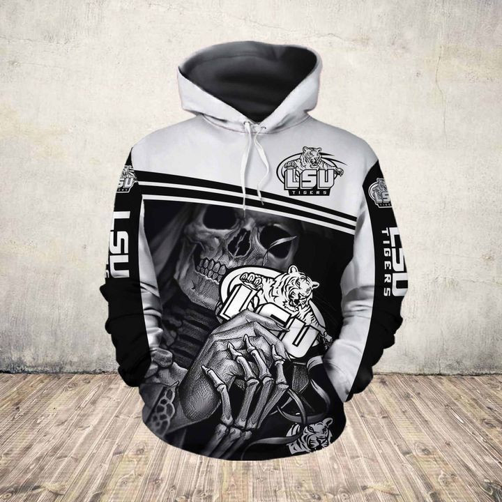 Lsu Tigers Ncaa Skull Hoodie Zip Hoodie