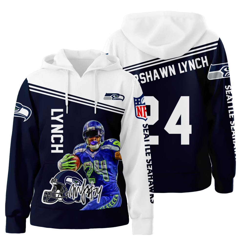 Marshawn Lynch Seattle Seahawks 3D All Over Print Hoodie Zip-Up Hoodie Ver 2