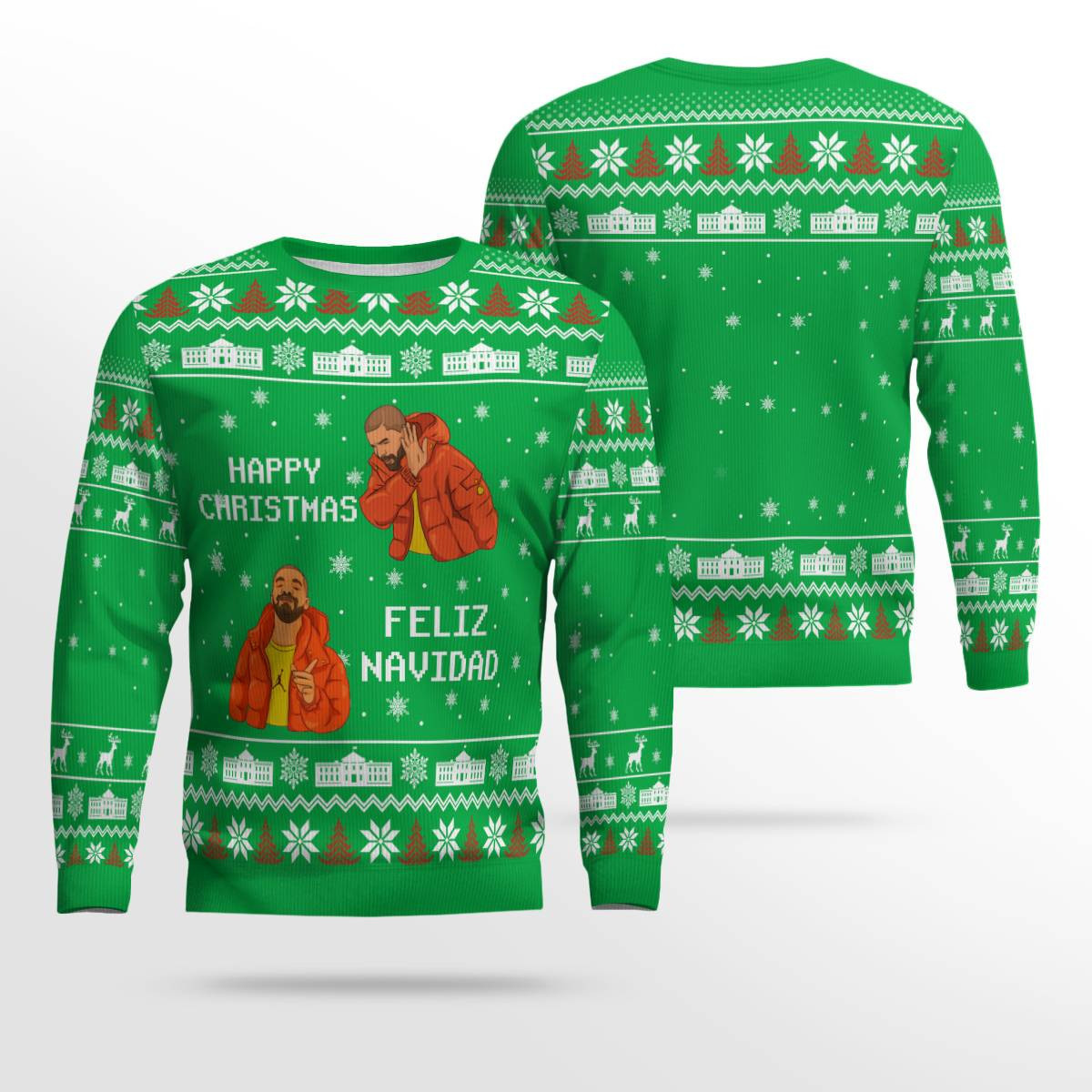 Meme Happy Christmas Feliz Navidad Christmas Ugly Sweater Green