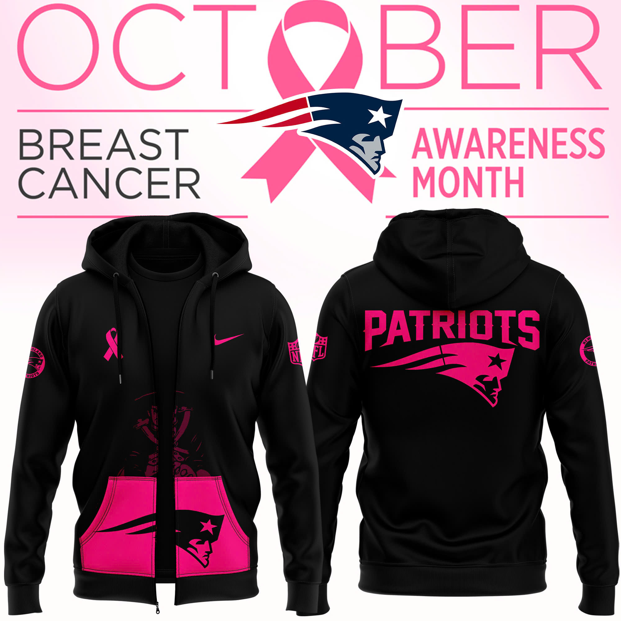 Mens Black New England Patriots 2025 Nfl Crucial Catch Club Pullover Zip Hoodie Presents For Football Fans