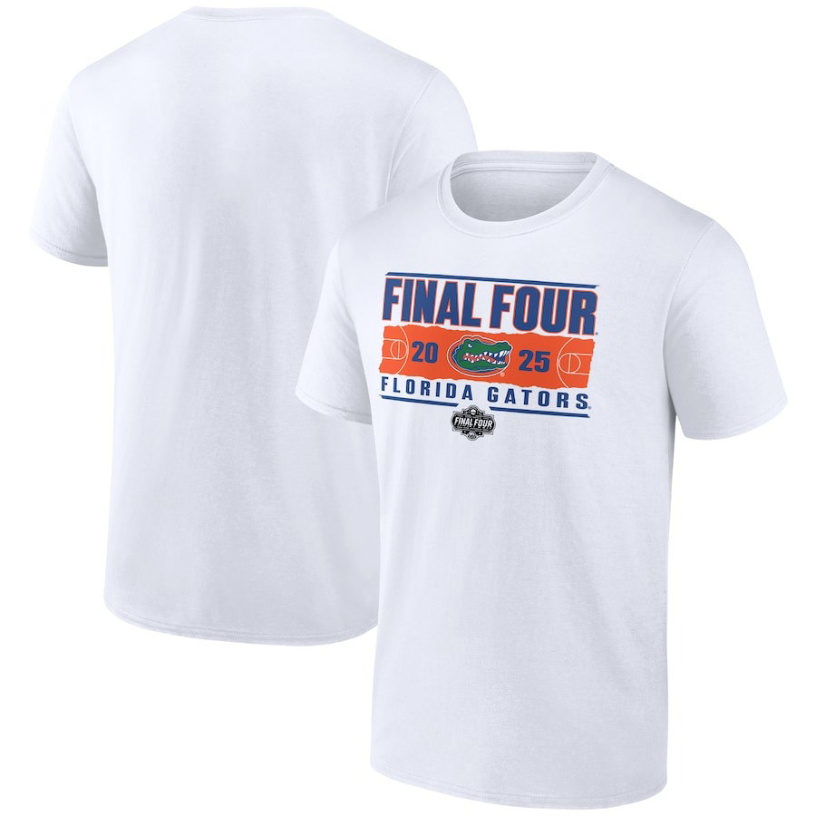 Mens White Florida Gators 2025 NCAA Mens Basketball Tournament March Madness Final Four Rebound T-Shirt