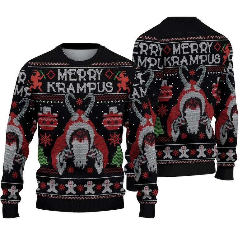 Merry Krampus Ugly Christmas Sweater, Krampus Christmas 2023 Ugly Sweater