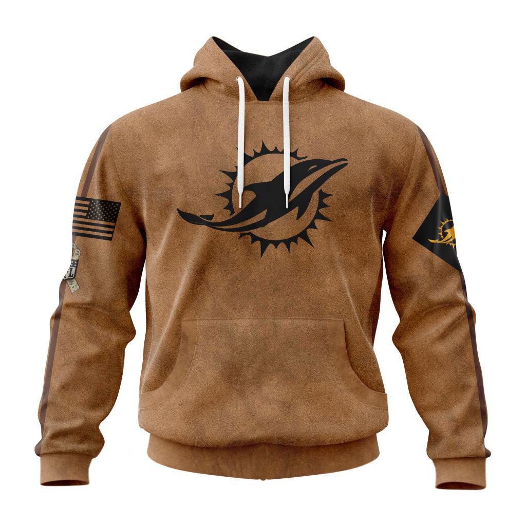 Miami Dolphins Basic Brown NFL 3D Hoodie