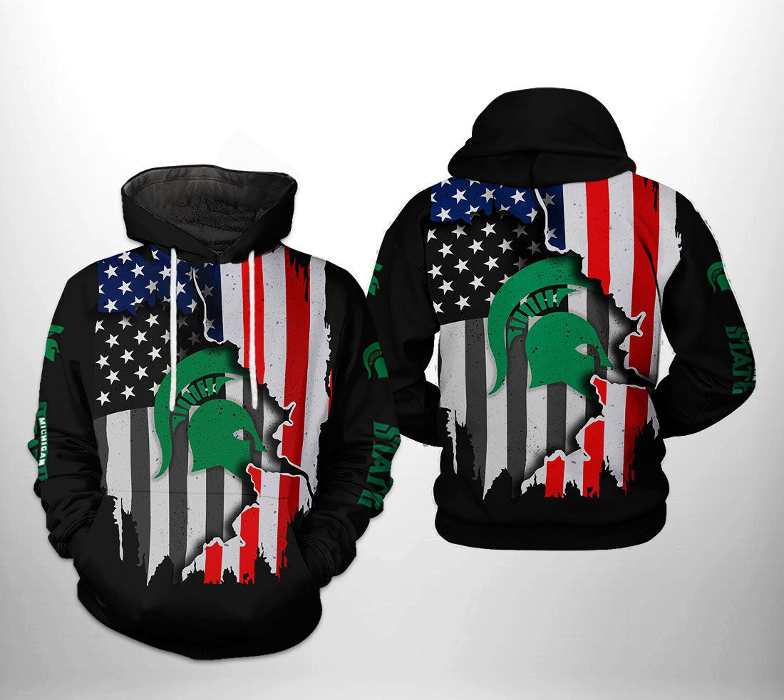 Michigan State Spartans NCAA US Flag Hoodie