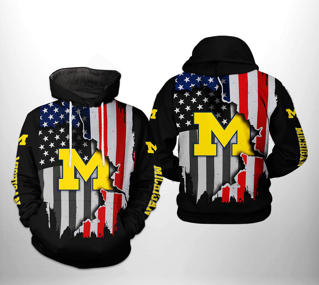Michigan Wolverines NCAA US Flag Hoodie Version 1753