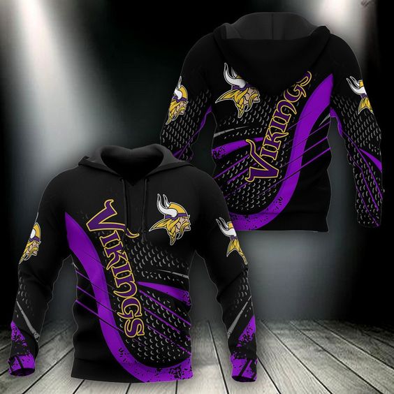 Minnesota Vikings Black V2 NFL Football Team Hoodie