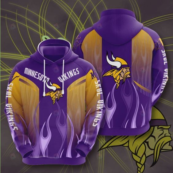 Minnesota Vikings Flame NFL Football Team Hoodie